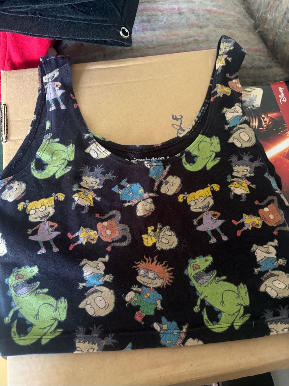 Nickelodeon Rugrats Girls Black Character Crop Tank Top